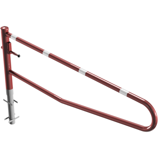 Swiveling gates | for casting in concrete, hot-dip galvanized and red coated with white reflecting stripes | total width: 2500 mm | for padlock